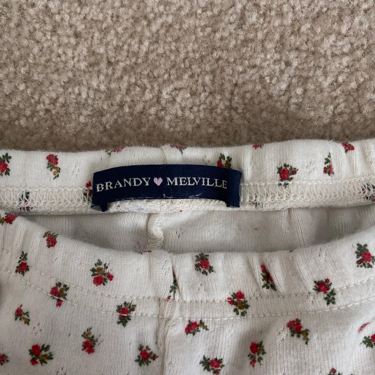 Brandy Melville Women's White and Red Shorts Depop
