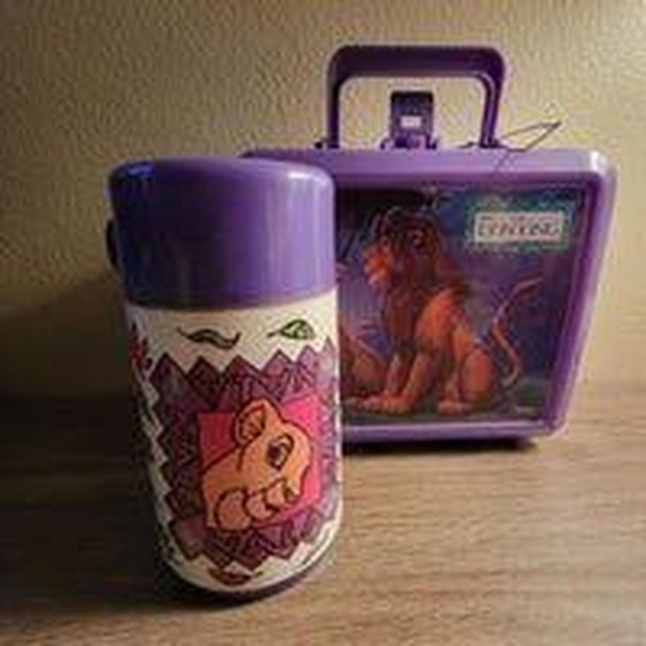 90s purple Simba and Nala Lunch box and Thermos