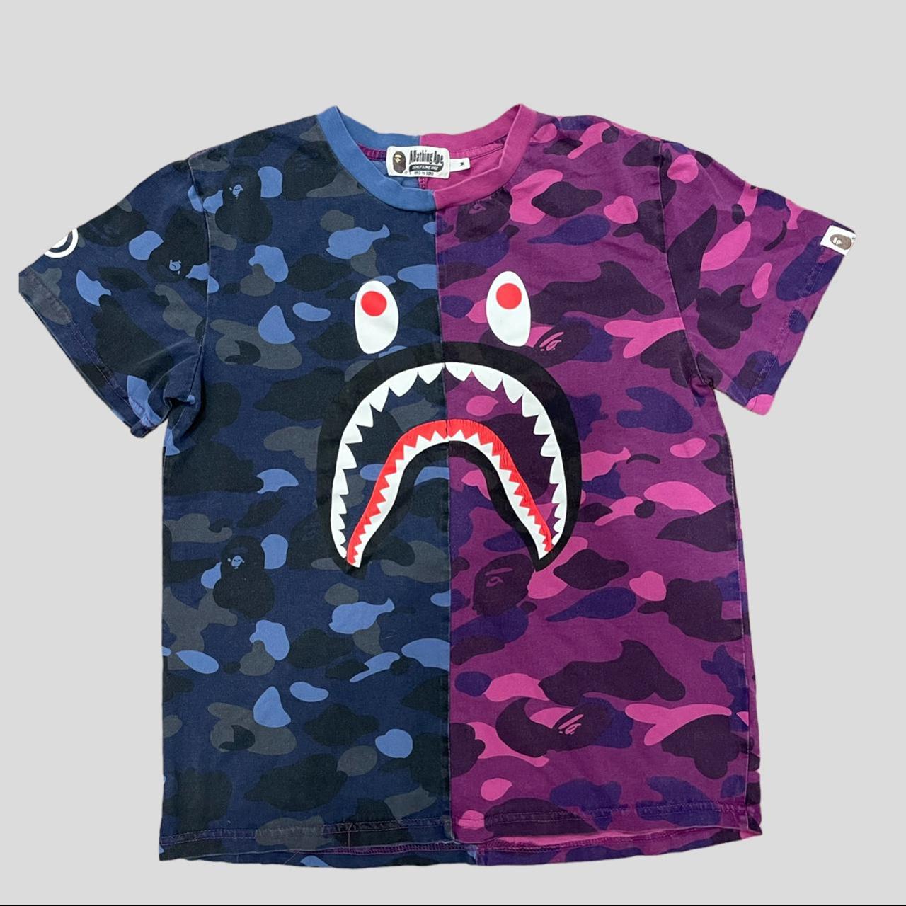 BAPE Men's Purple and Blue T-shirt | Depop