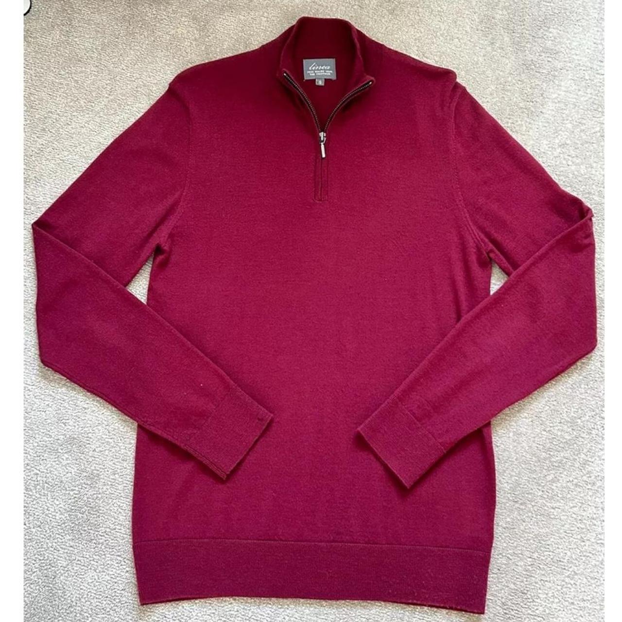 Linea Zip Neck Burgundy Merino Wool Jumper Size. Depop