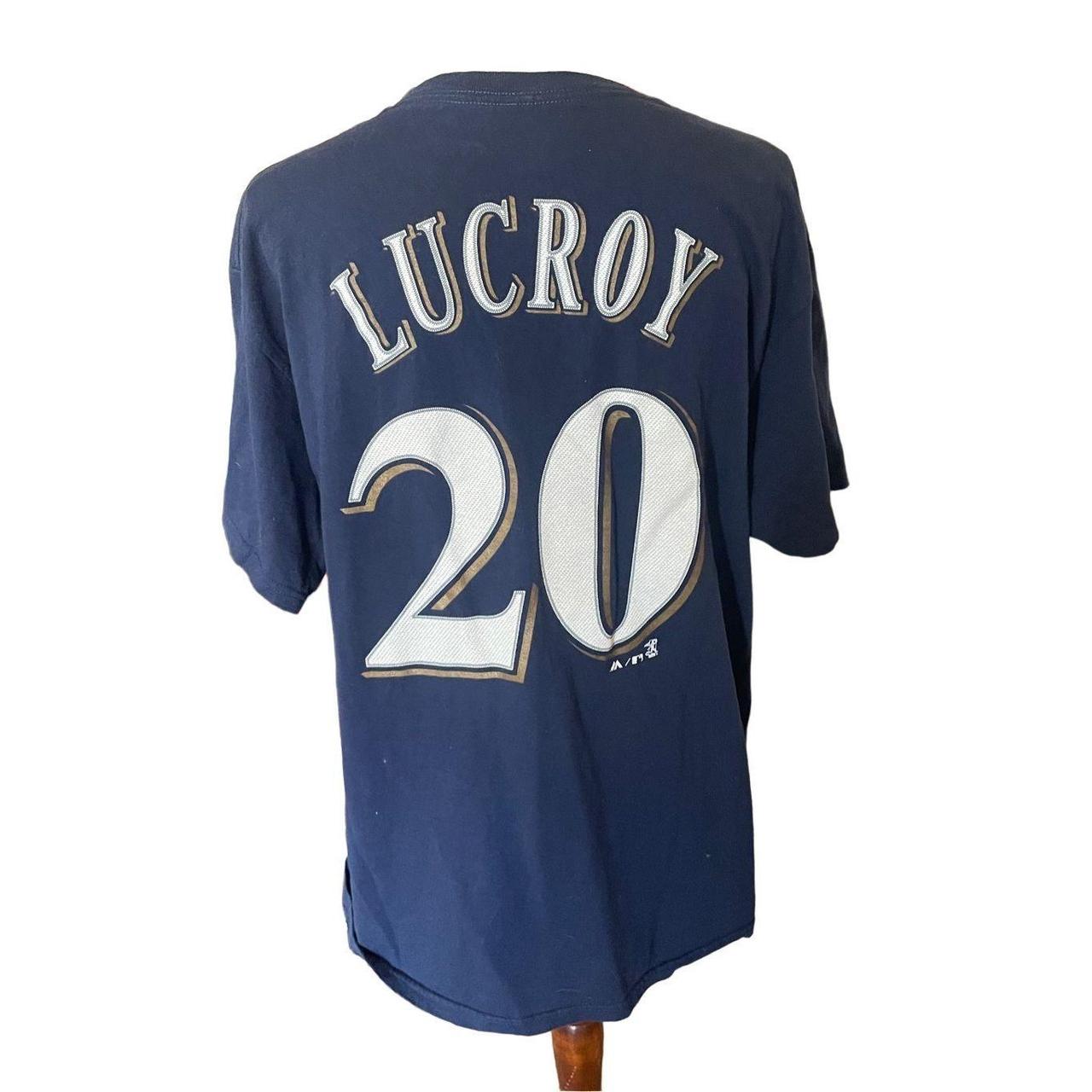 Majestic, Shirts, Majestic Mens Blue Milwaukee Brewers Jonathan Lucroy  Graphic Tshirt Large Nwot