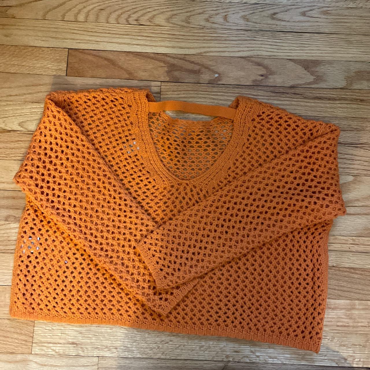 Orange crochet sweater. Brand new. Depop