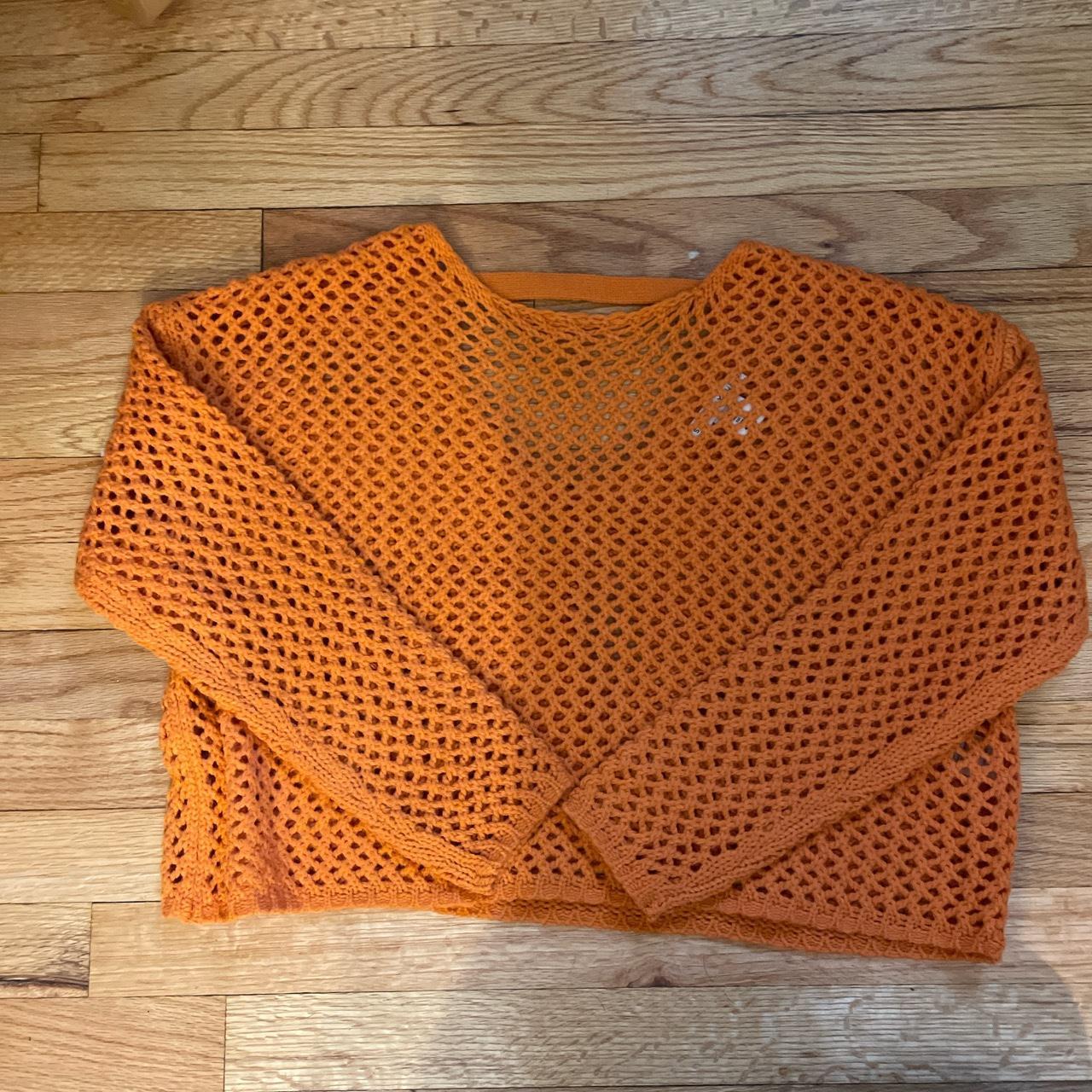 Orange crochet sweater. Brand new. Depop