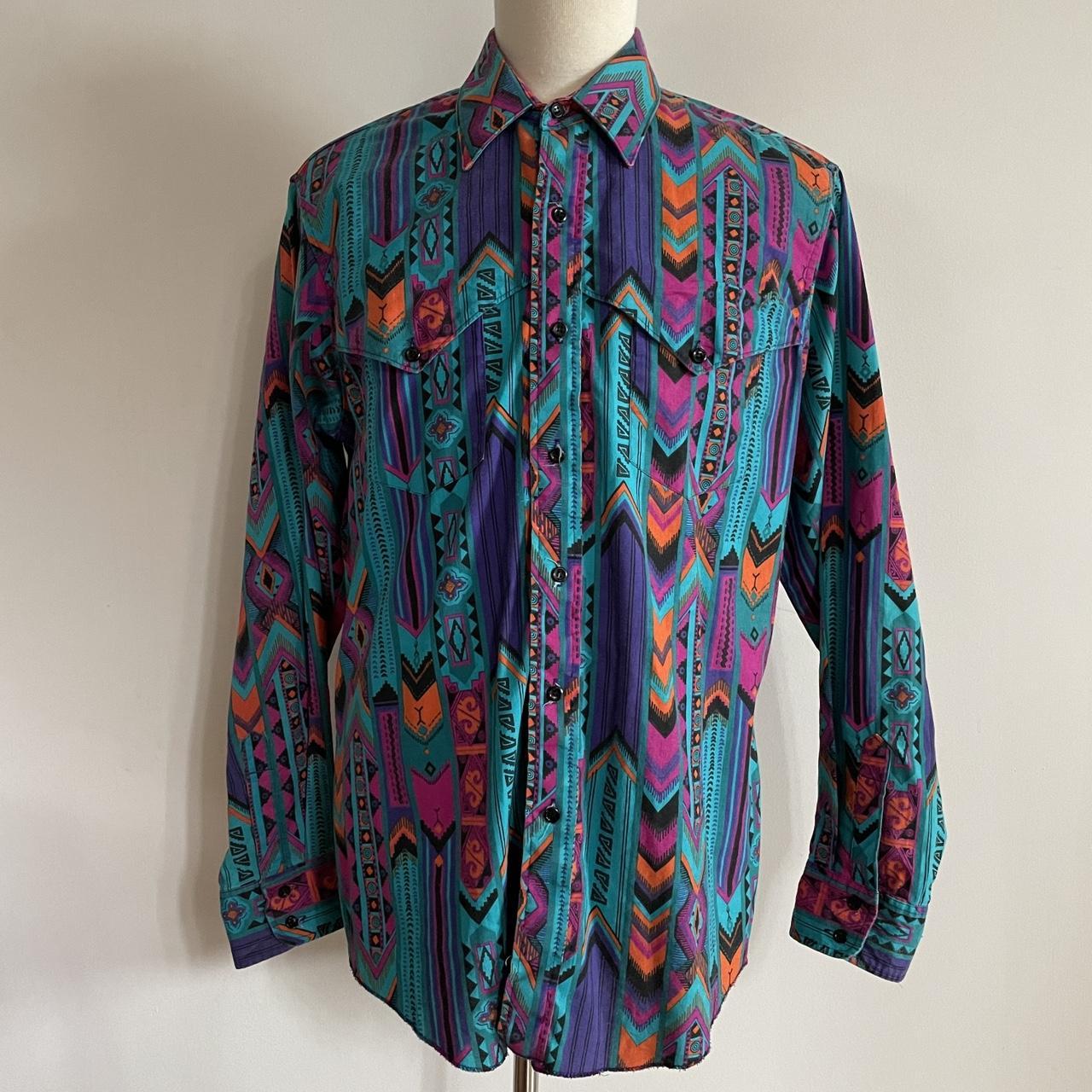 Vintage Wrangler Western Shirt Navajo Cowboy Cut - Depop