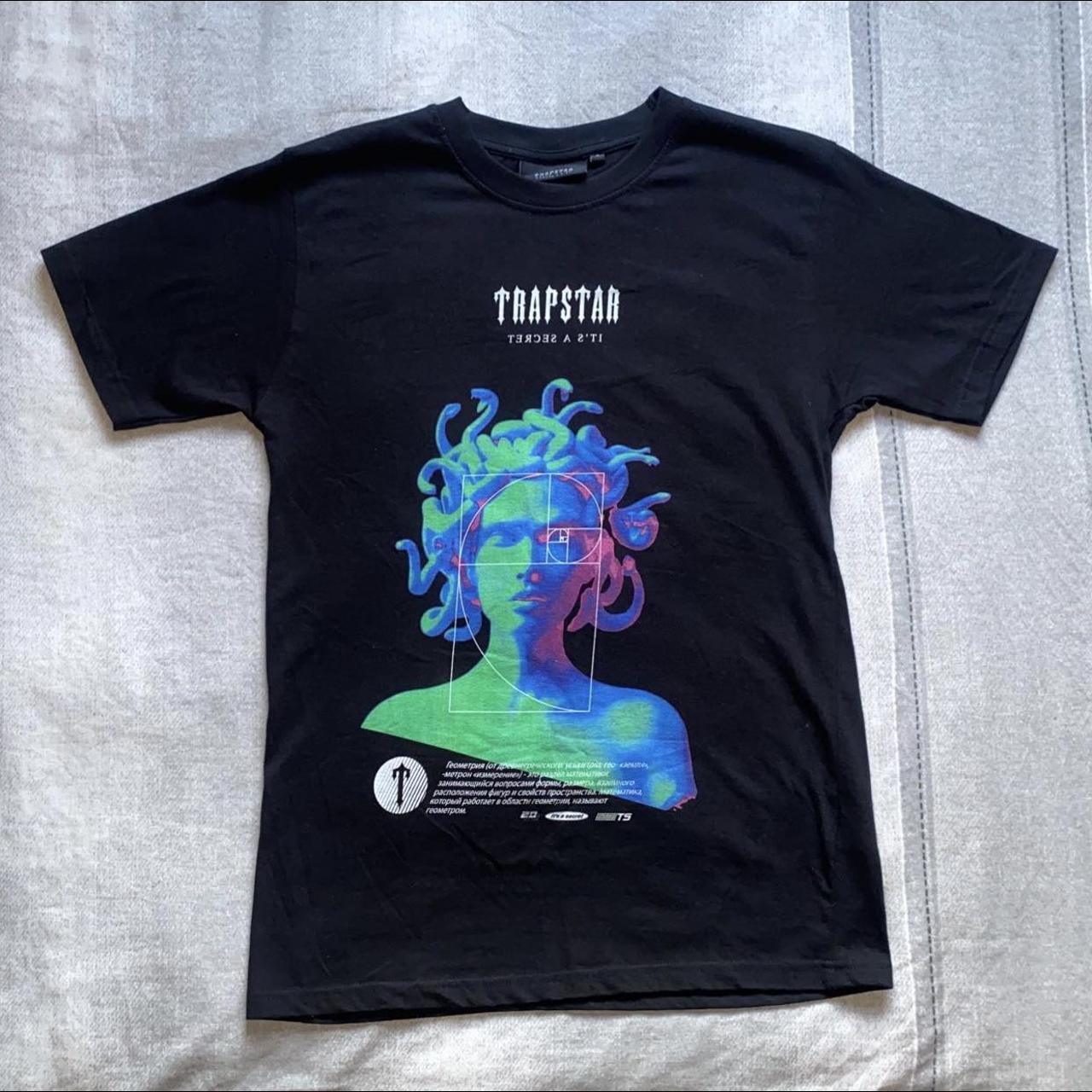 Trapstar Men's Black and Blue Tshirt Depop