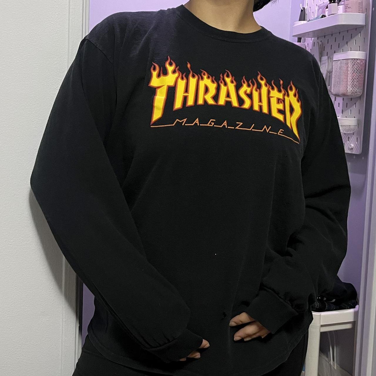 Long sleeve Thrasher shirt Damage in second pic Dm... - Depop