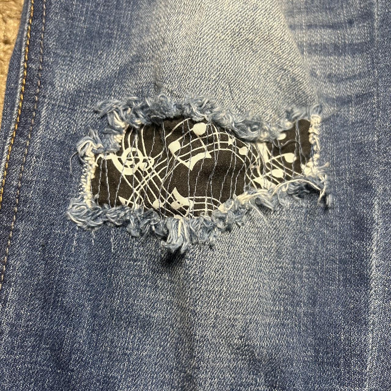 Number (N)ine Music Notes Distressed Skinny Denim | Depop