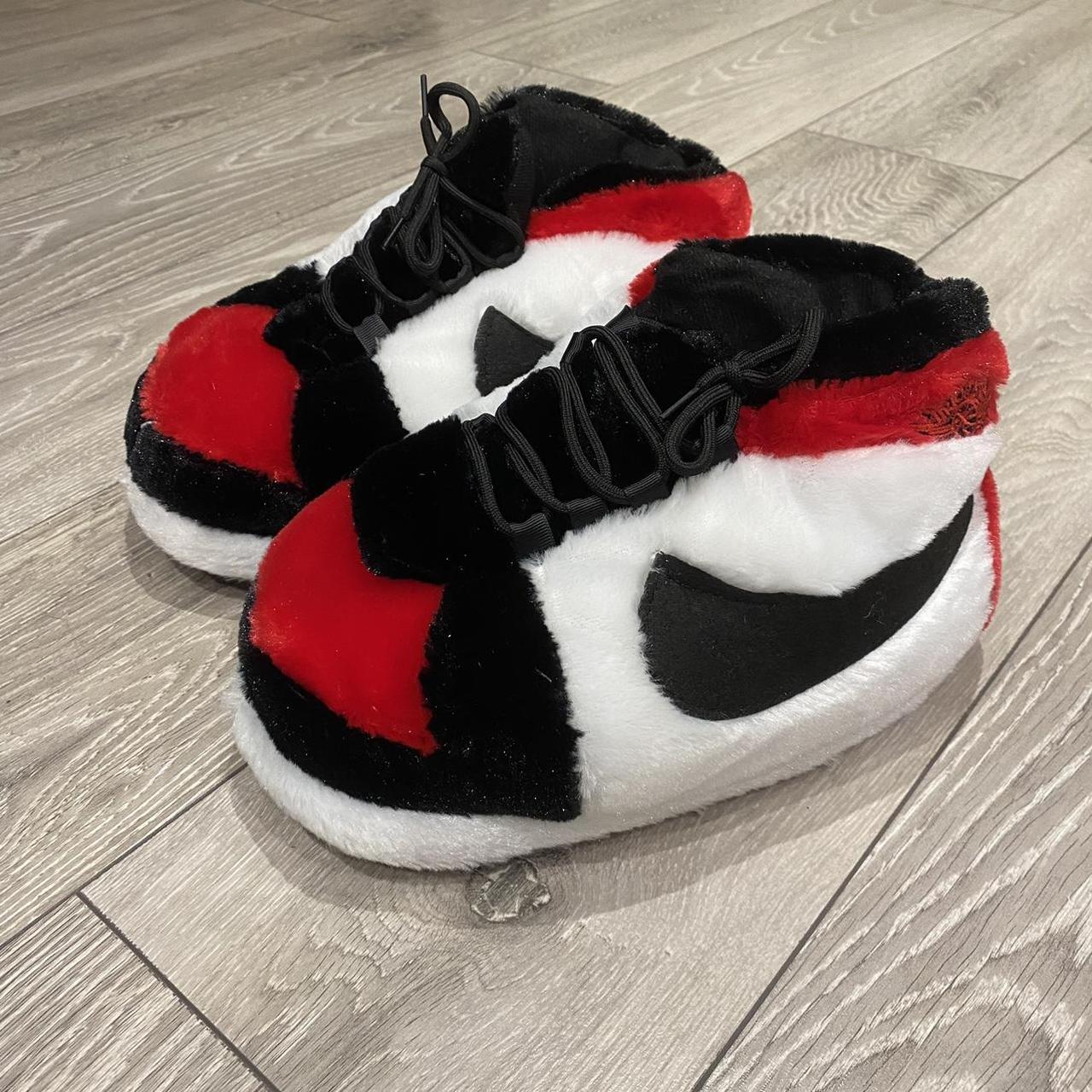 Red & Black Jordan Sneaker Slippers | One... - Depop