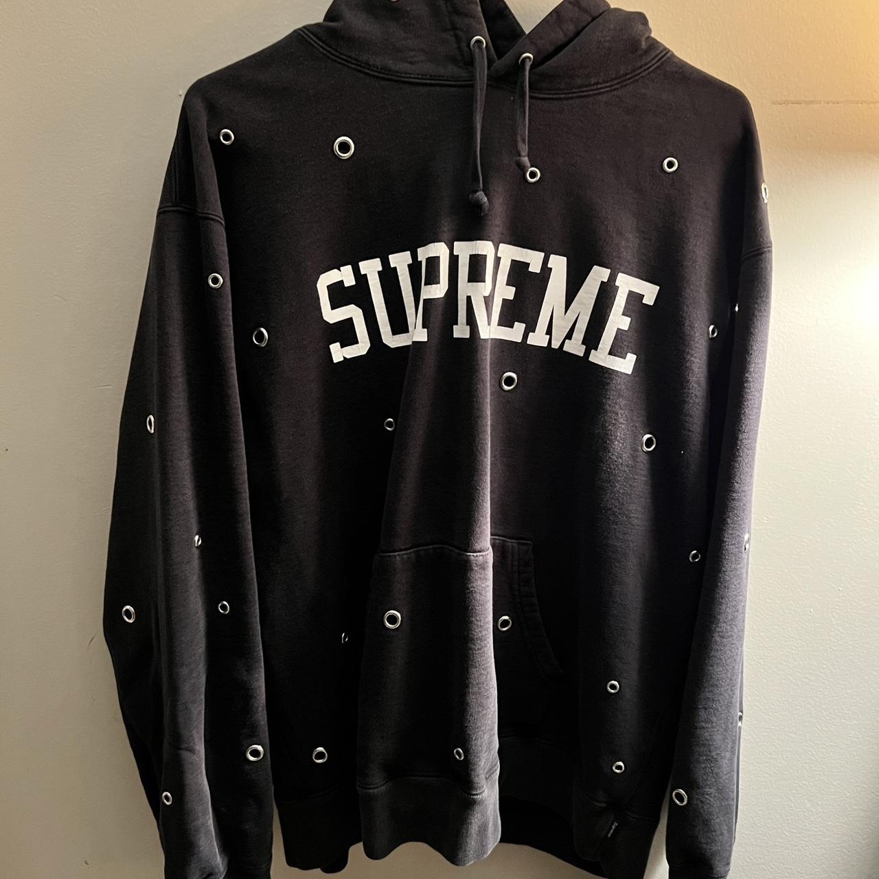 Supreme eyelet hooded sweatshirt black hot sale