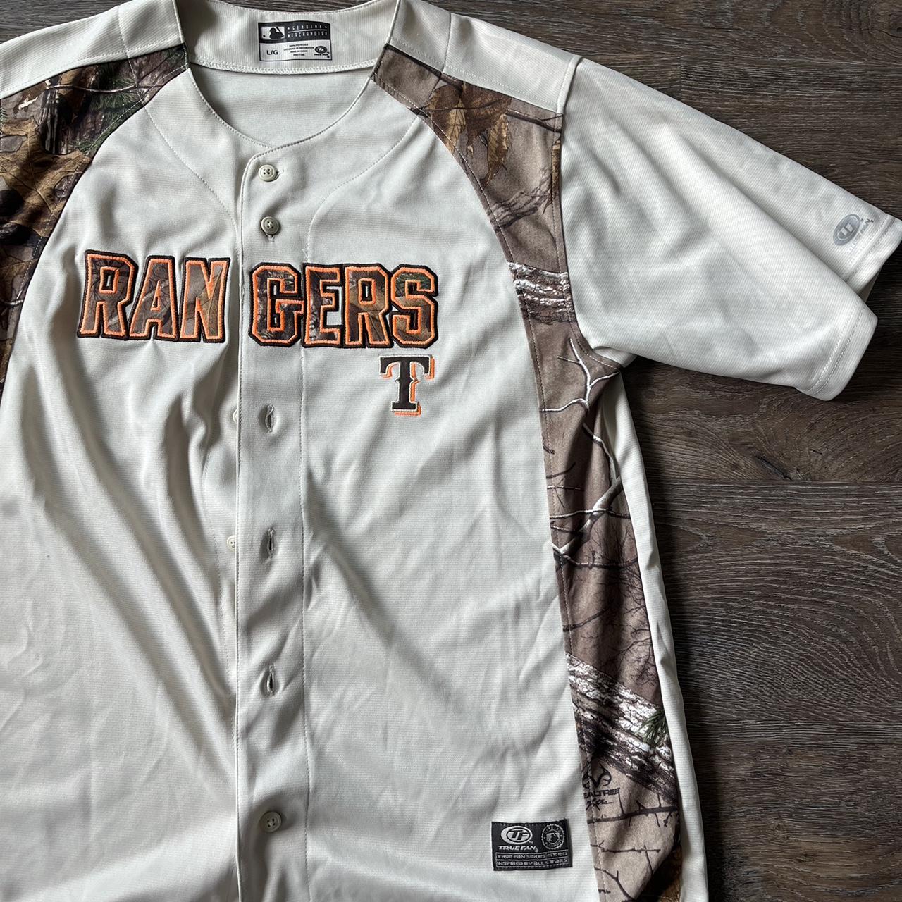 2000s Texas Rangers Tan & Camo Jersey XL - Depop