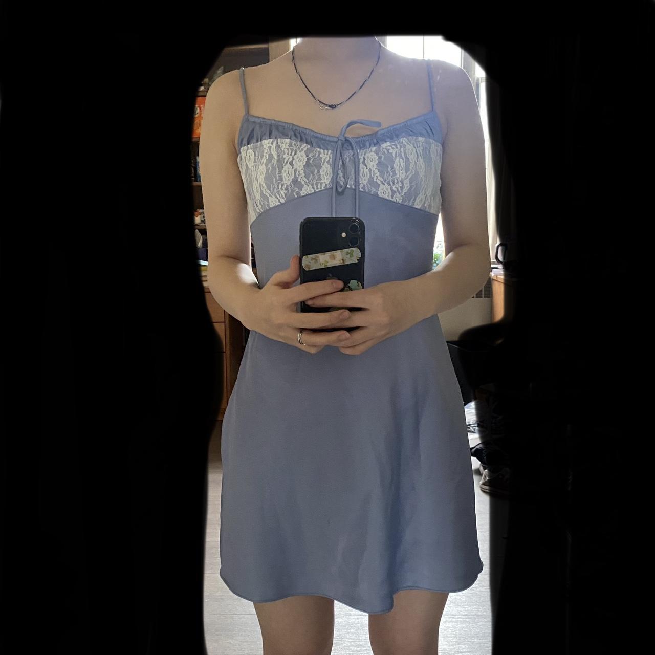 Urban Outfitters Uo Perrie Lace Inset Slip Dress in Blue