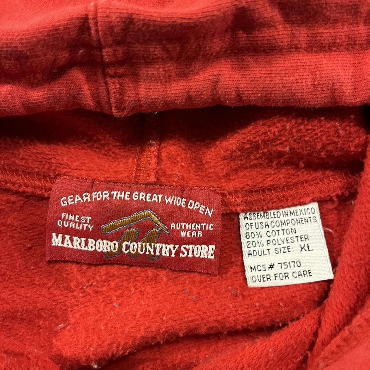 Vintage Marlboro Hoodie Sz XL Bright red 90s... - Depop