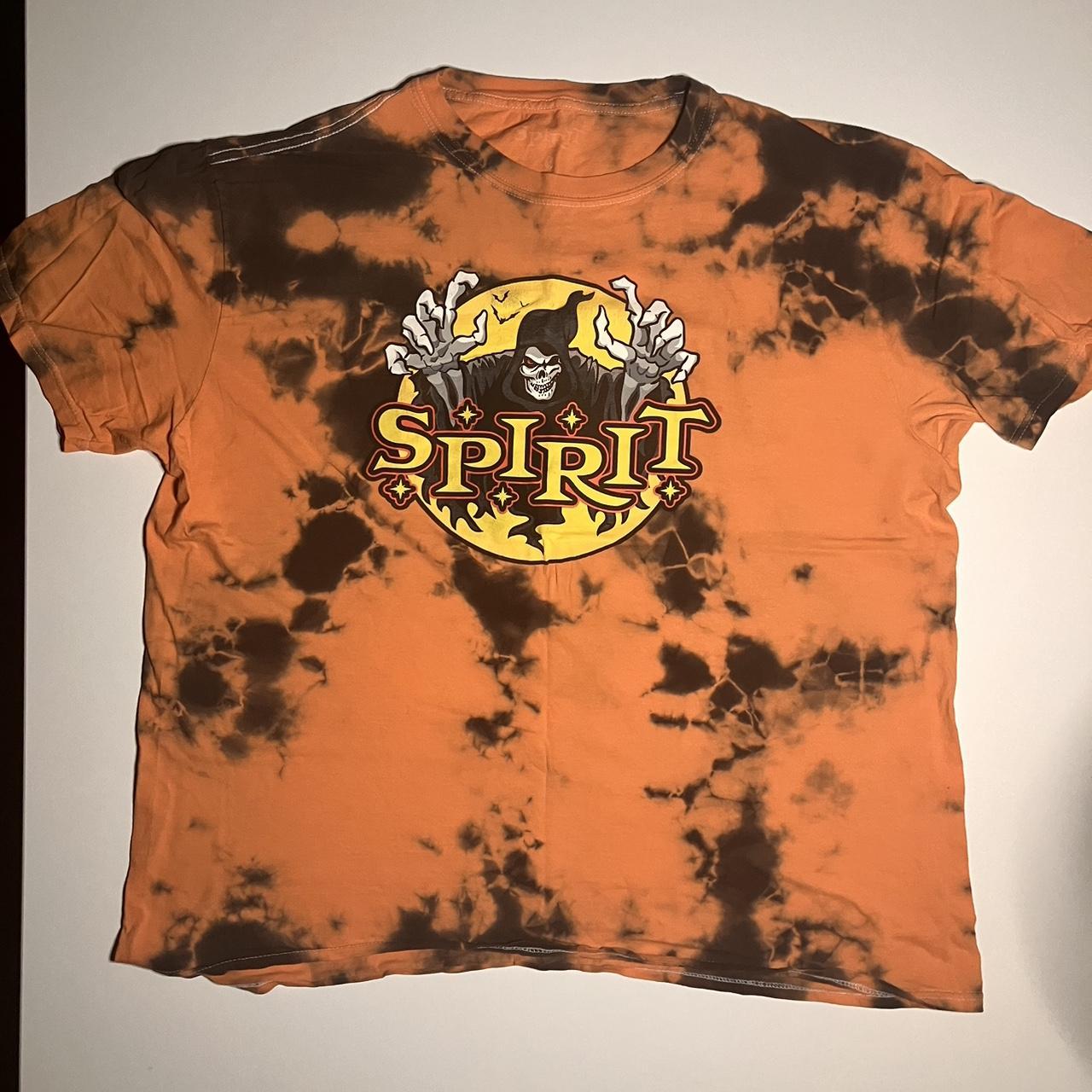 Spirit Halloween Orange and black tie-dye tee Worn a... - Depop