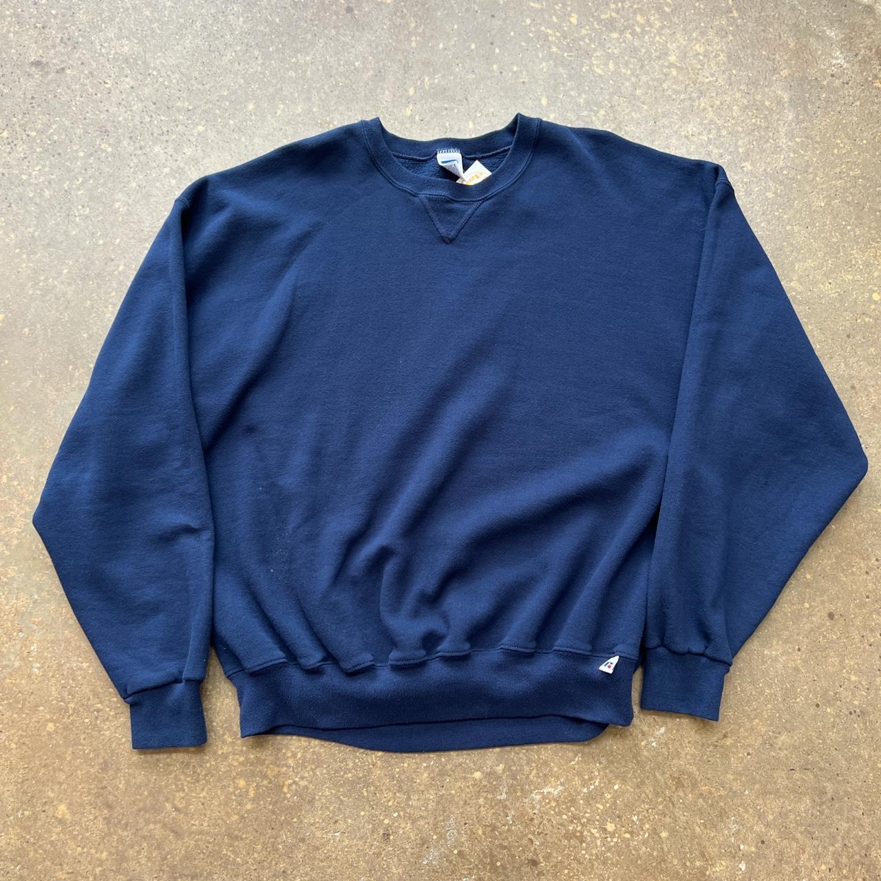 American Vintage Men's Navy and Blue Sweatshirt | Depop