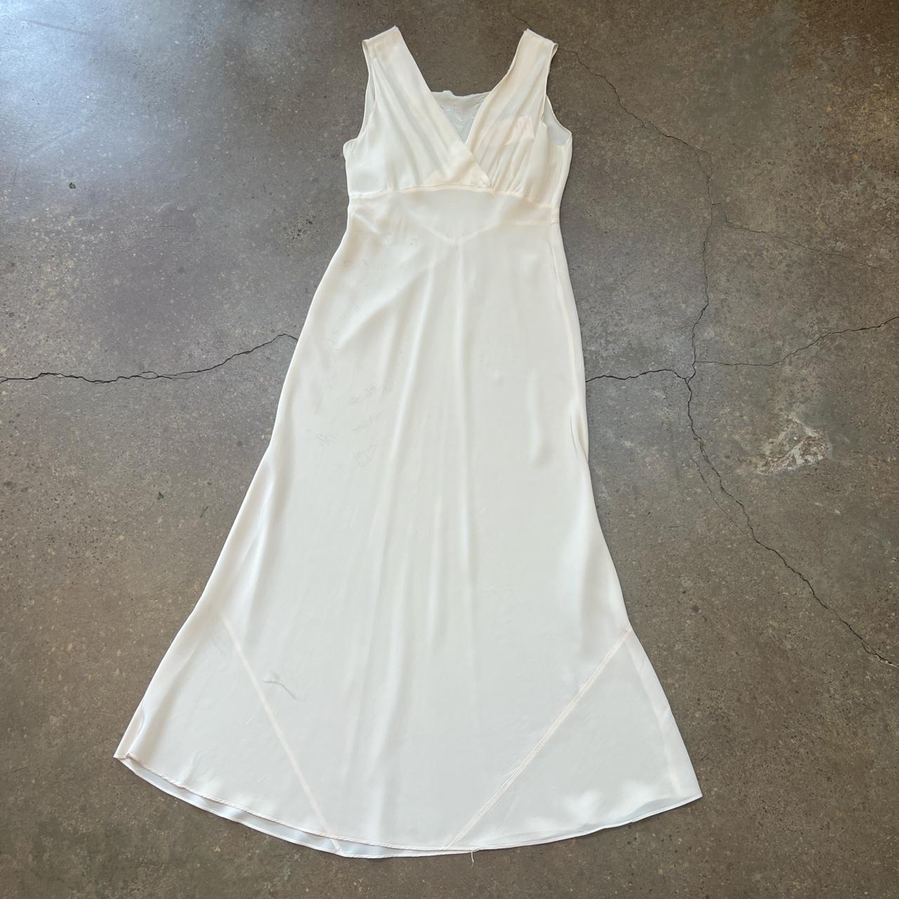 Vintage 1940s white bias cut maxi slip dress White... - Depop