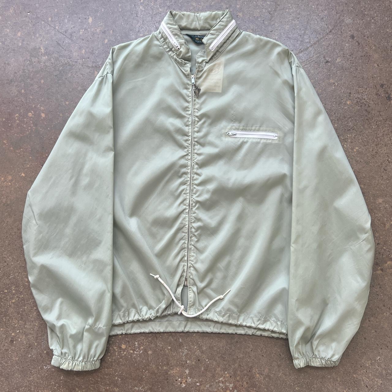 Vintage 70s 80s sage green zip up jacket Casual,... Depop