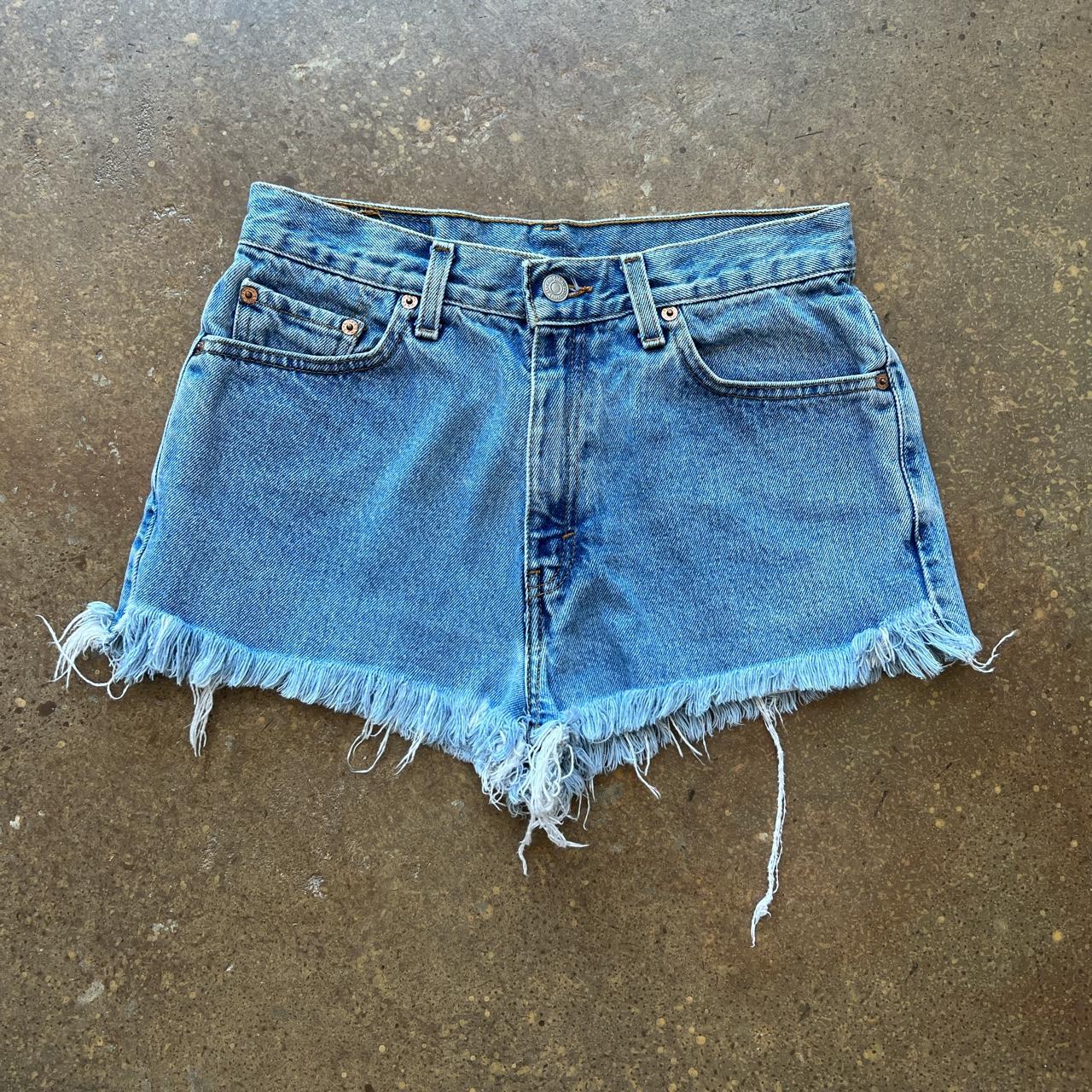 Vintage 90's light wash denim cutoff shorts 🩳 Hand - Depop