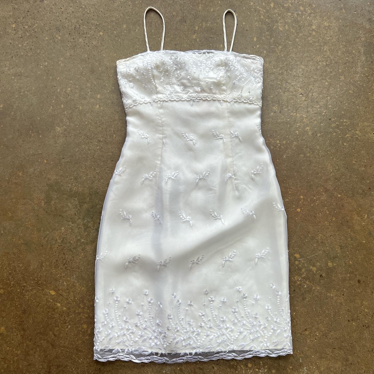 Vintage 1990s white mini dress ️ Sweet white dress... - Depop