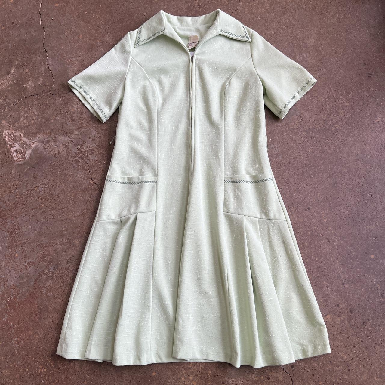 Vintage 1960s pale mint green midi dress Short... - Depop