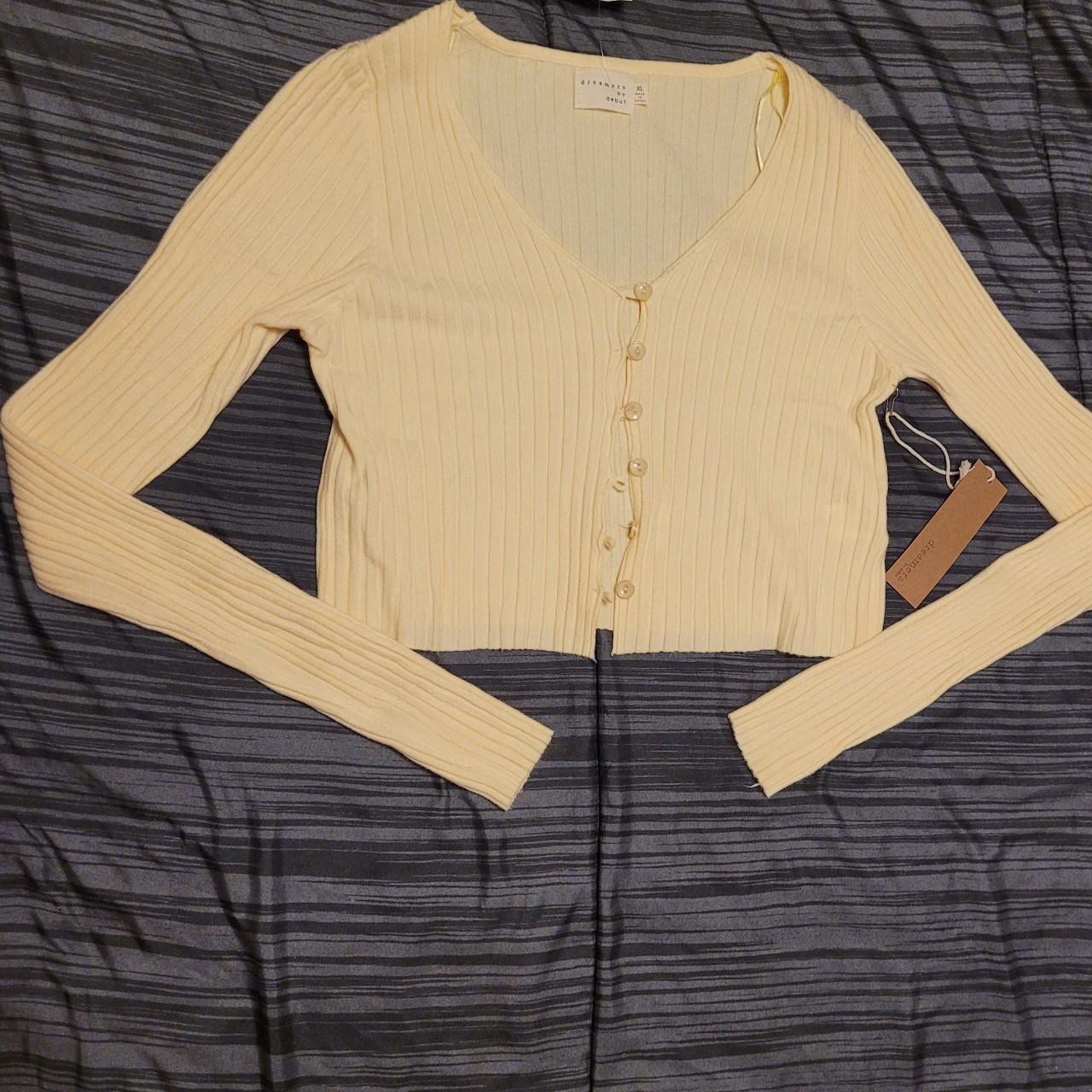 DREAMERS BY DEBUT Women's Yellow and Cream Cardigan (2)