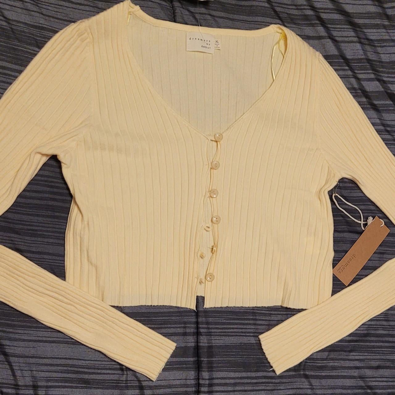 DREAMERS BY DEBUT Women's Yellow and Cream Cardigan