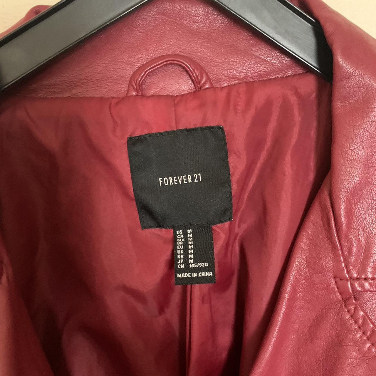 Red Leather Look Biker Jacket From Forever Depop 