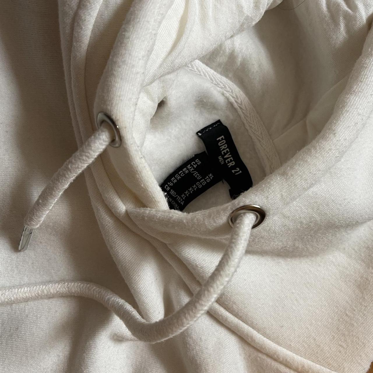 XL White Hoodie Forever 21 Mens *small stain Heavy... - Depop