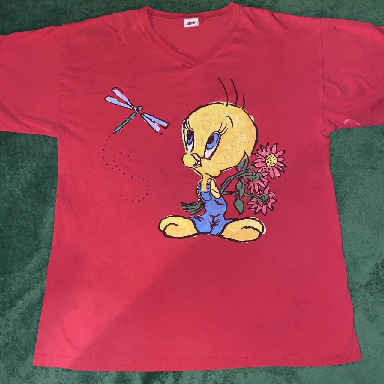 Vintage looney tunes tweety bird denim oversized - Depop