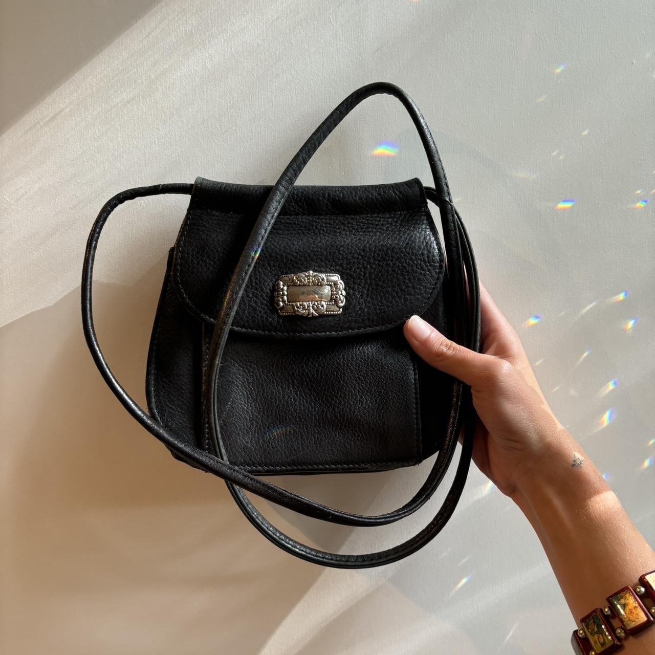 Black and silver leather Fossil crossbody bag. When... - Depop