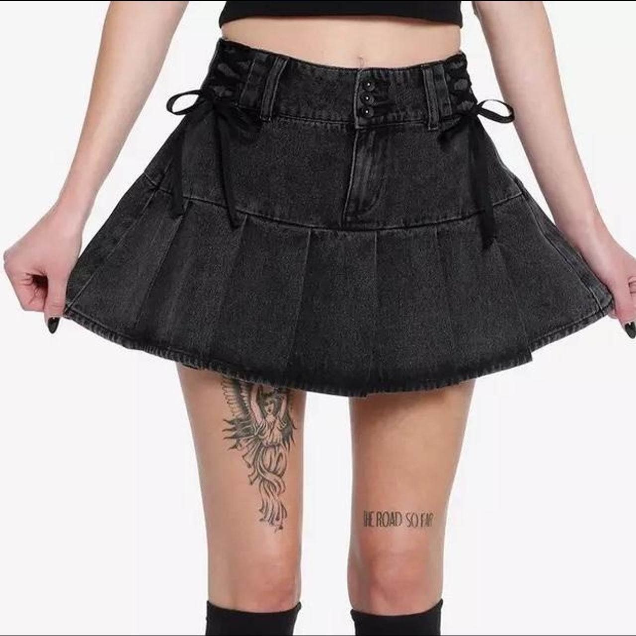 social collision black laceup pleated denim... Depop