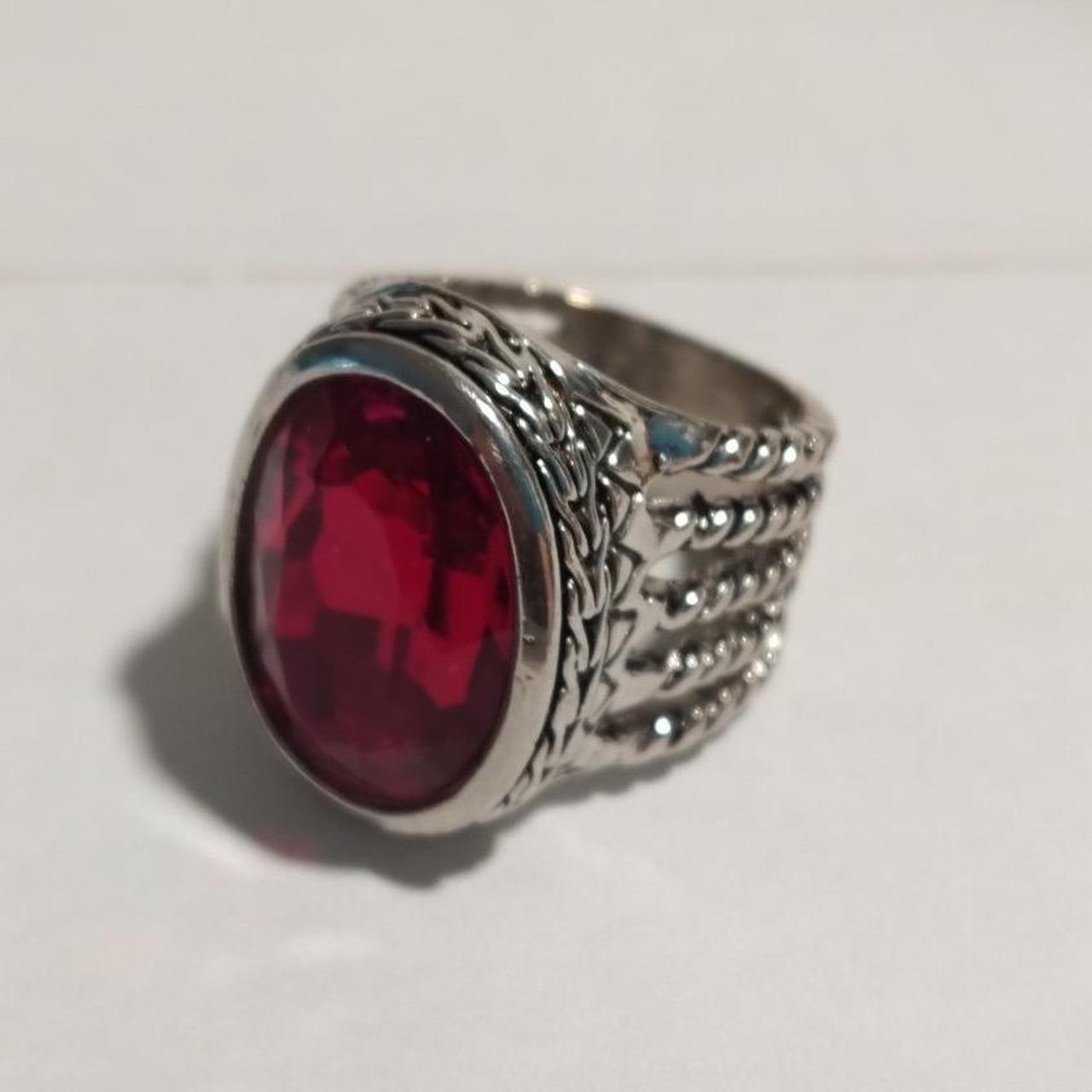 Preloved Women's Ring - Red/Silver – Statement Ri… - image 3