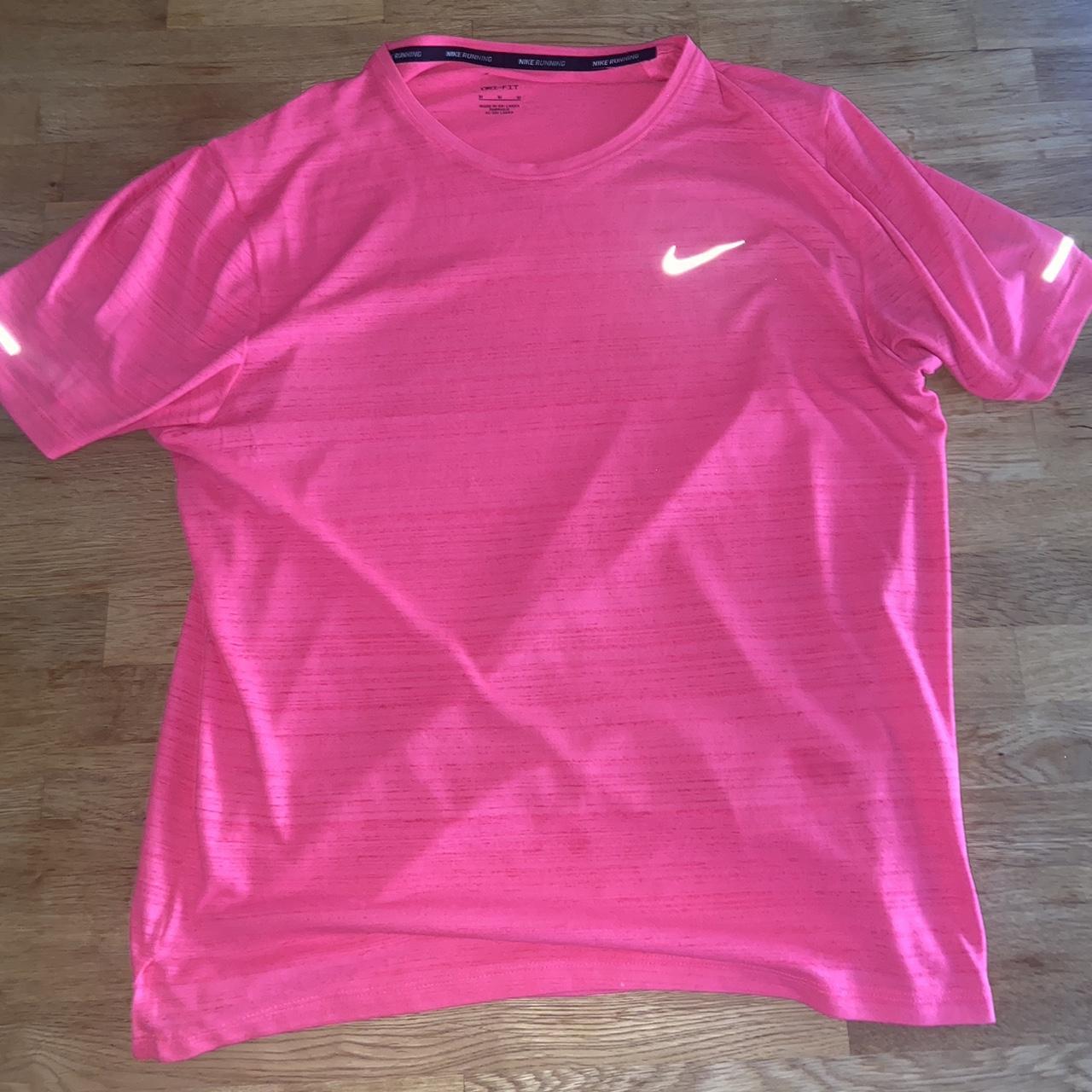 Pink Nike miler shirt Medium men’s Perfect... - Depop