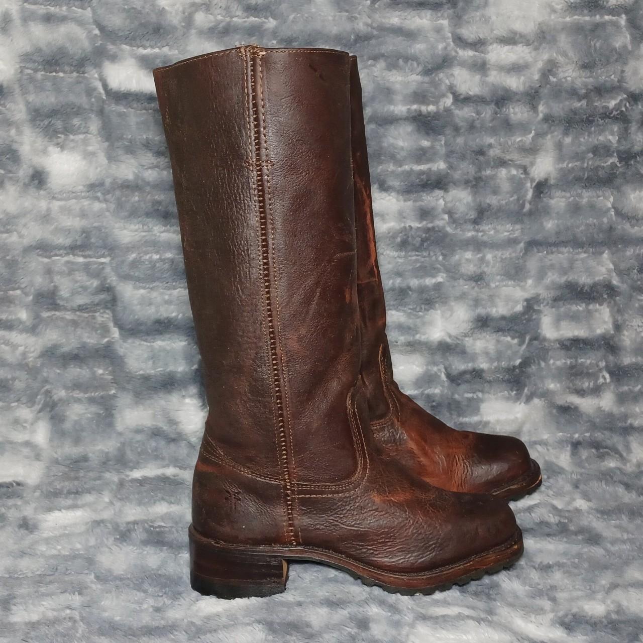 FRYE Campus Leather Motorcycle Boots Size: 5.5... - Depop