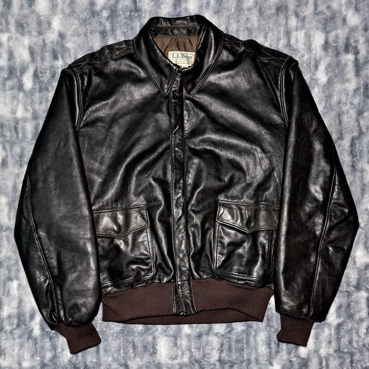 Ll bean leather sale bomber jacket