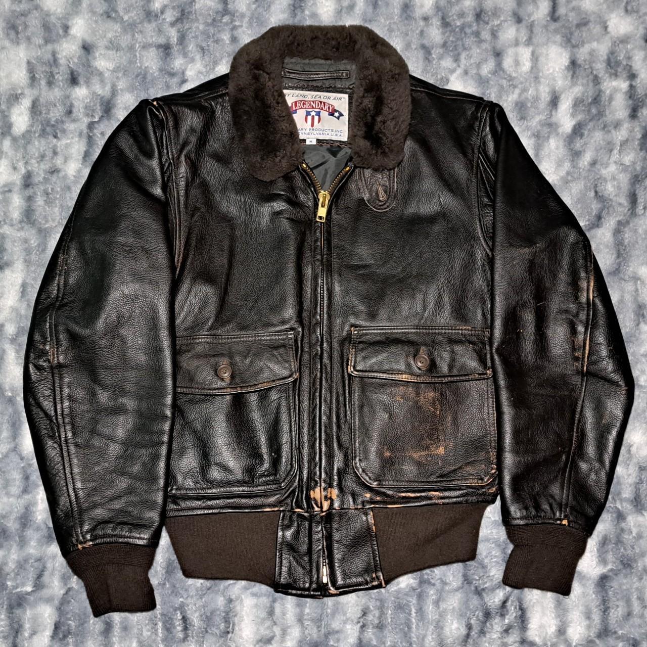 Vintage Legendary Flight Bomber Leather Jacket... - Depop
