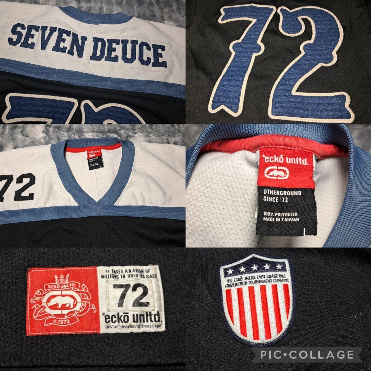 ECKO UNLTD アイスホッケーシャツ SEVEN DEUCE 72 Vintage ECKO Unlimited Seven Deuce Embroidered | Depop