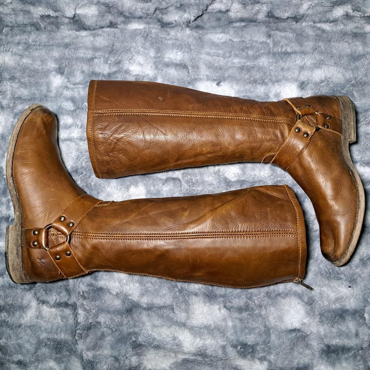 Frye Phillip Harness Tall Riding Boot Brown Leather. Depop