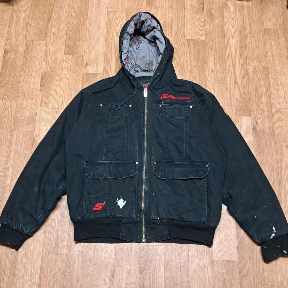 ジャケット・アウター Snap-on workwear Snap-On Workwear Jacket Mens XL Black Gray Full Zip Quilted