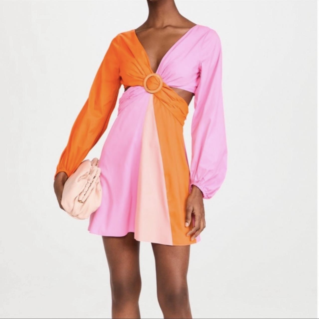 STAUD A line cut out pink & orange dress, perfect... Depop