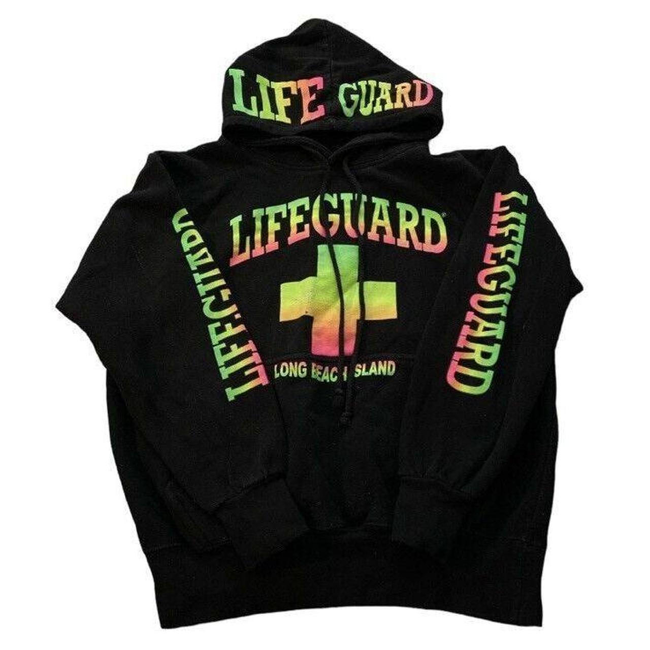 LIFEGUARD HOODIE Women s Small LBI BALCK NEON BLEND. Depop