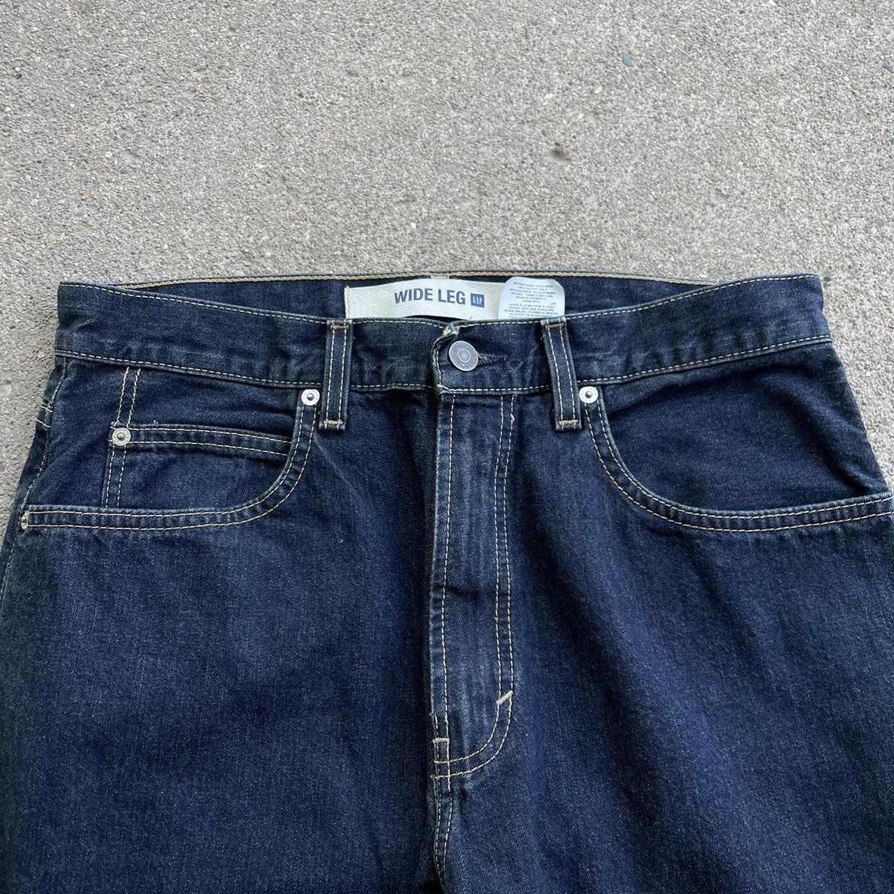 vintage y2k early 2000s grunge dark wash gap wide... - Depop