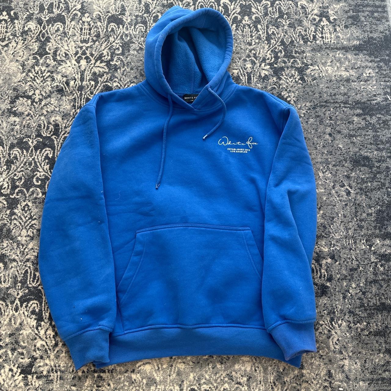 Blue White Fox hoodie Size S/M - Depop