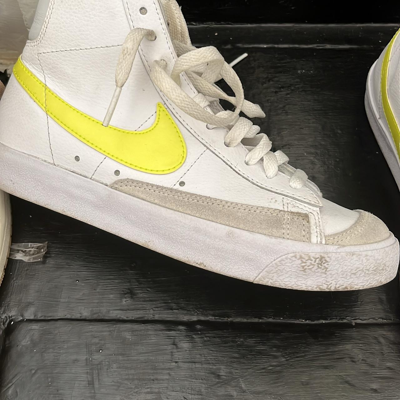 Nike Blazer Mid white and yellow trainers Depop