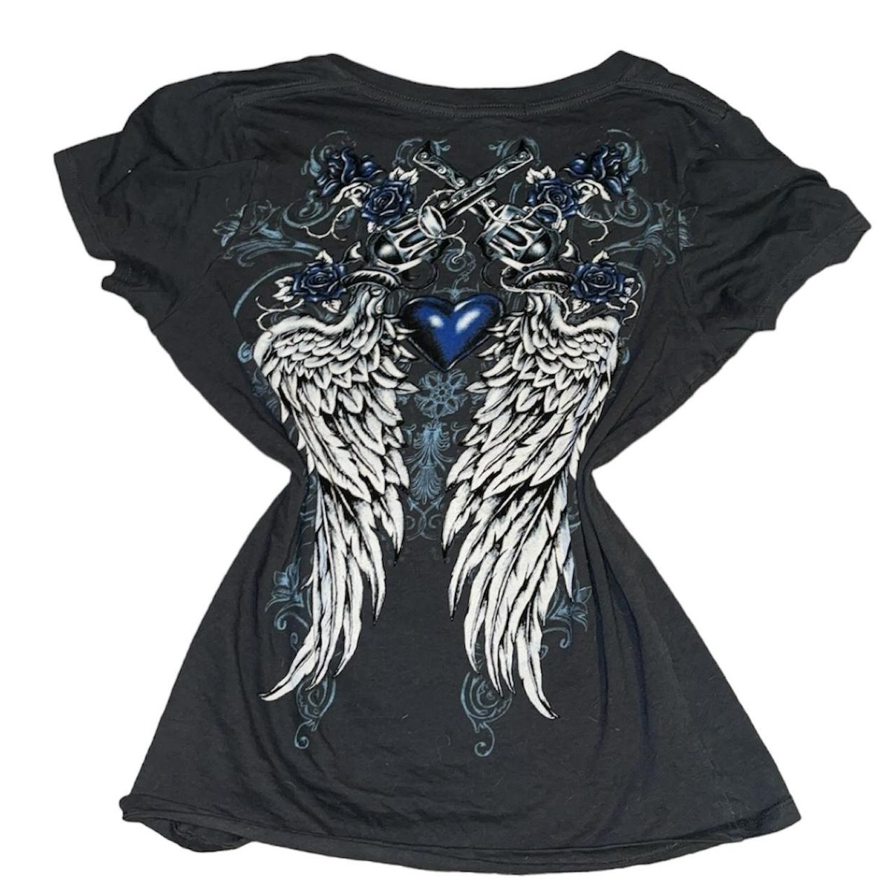 Hashtag DDD Y2K 00s ハート　angle wing  ベルト 2000s Retro Y2K Cyber Goth Skull Wing T-shirt 90s Vintage