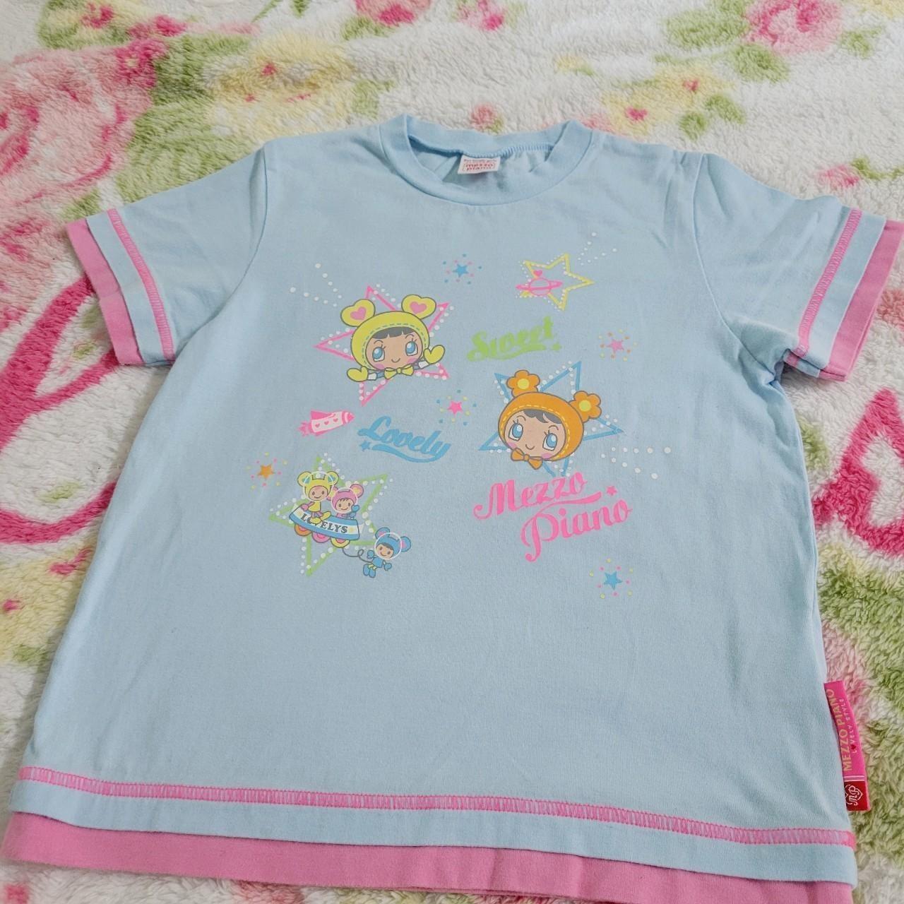 ♡mezzo piano blue t-shirt size 135cm normal wear, | Depop