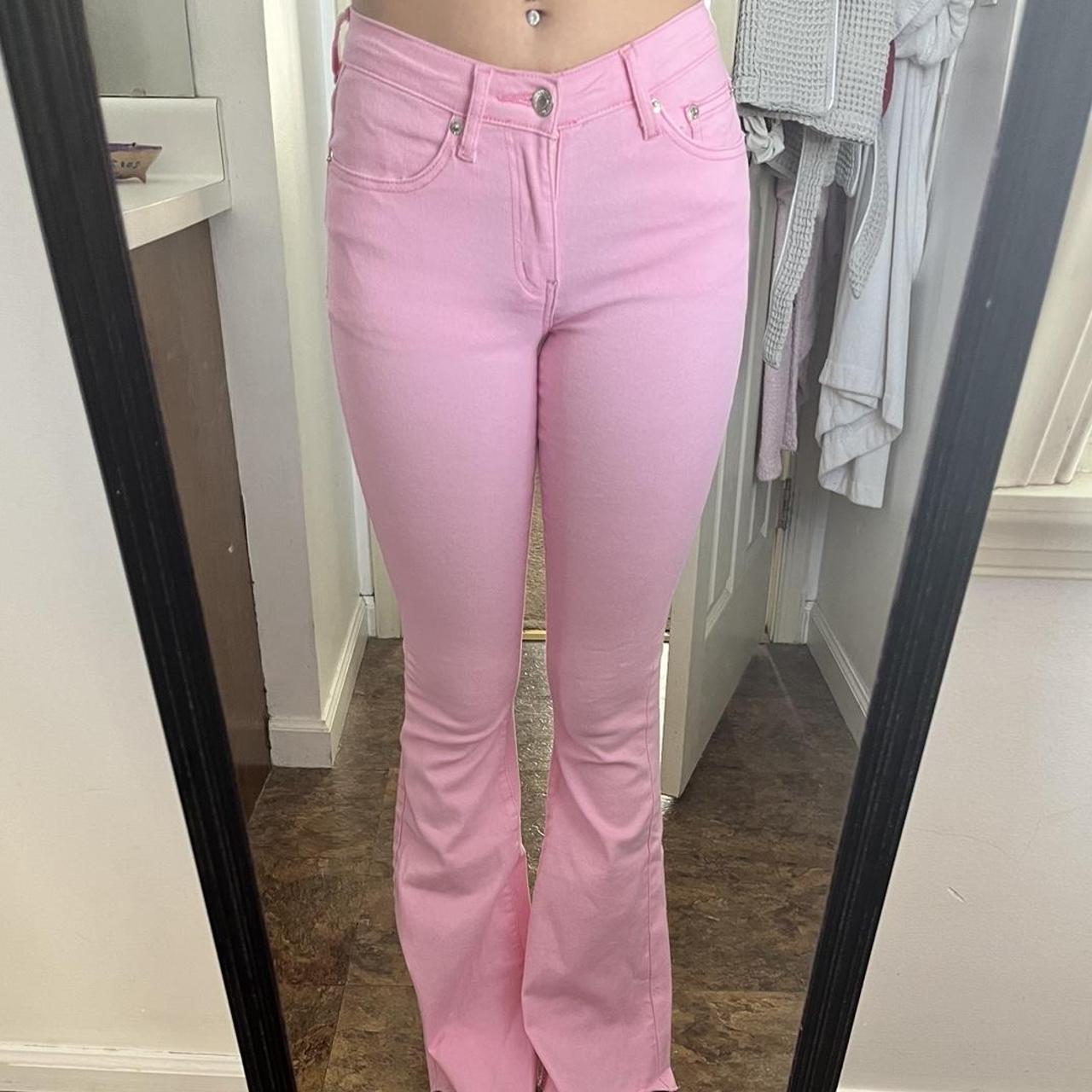 Edikted Pink Cupid Mid Rise Flare Jeans Tags Still Depop