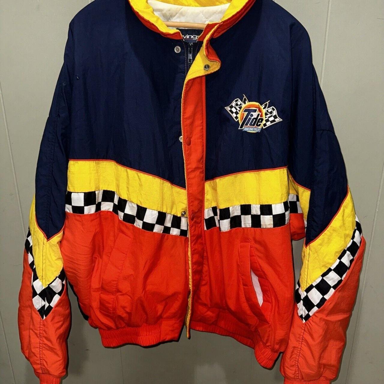 Vintage 90s Tide on sale Racing Nascar Bright Neon Striped Colorblock Jacket sz L