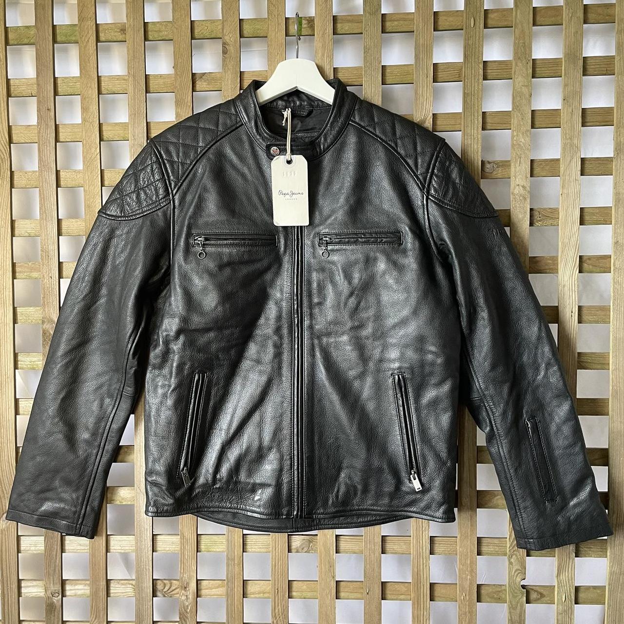 Pepe jeans black leather shops jacket