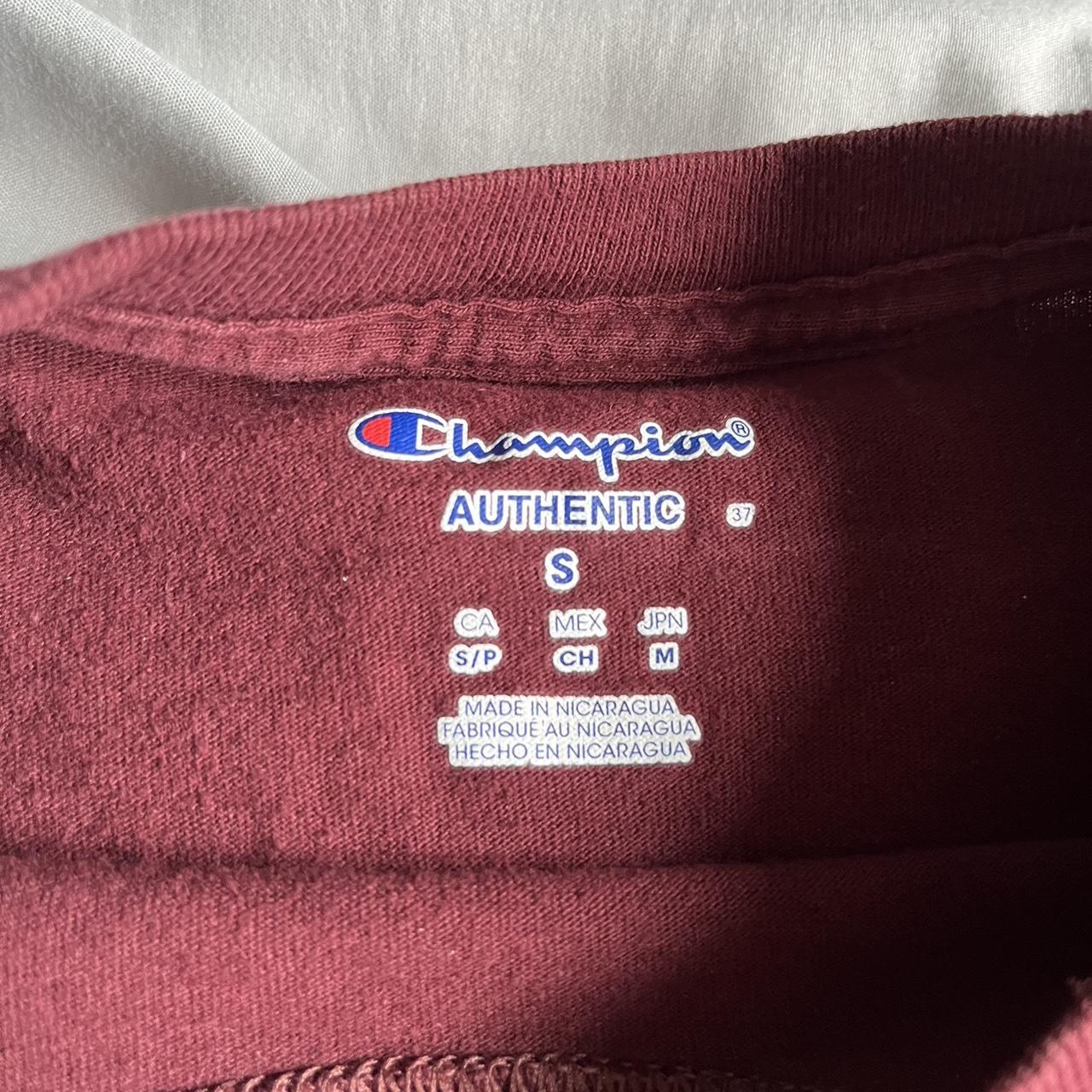 Champion Women's Red and Burgundy T-shirt | Depop