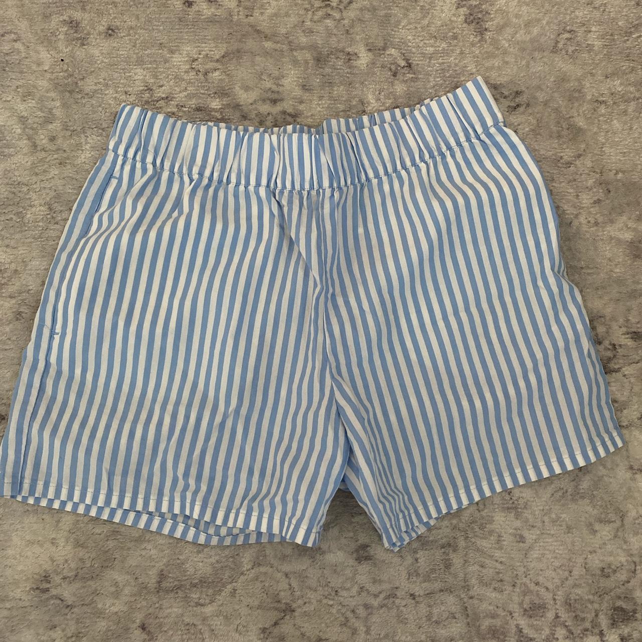 djerf breezy striped blue shorts super cute blue... - Depop